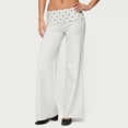 thumbnail image 6 of Yungyresw Flared Leg Yoga Pants For Women Polka Dot Fold Over Waist Lounge Pants Gym Workout Athletic Trousers Trendy Streetwear White L, 6 of 6