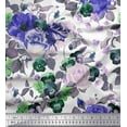 thumbnail image 1 of Soimoi Moss Georgette Fabric Rose,Pansy & Anemone Flower Printed Craft Fabric by The Yard 42 Inch Wide, 1 of 1