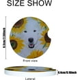 thumbnail image 2 of Car Coasters 6 Pack Stone Car Cup Holder White Dog in Sunflowers Absorbent Drink Car Coaster Ceramic Set Small 2.56 inch Cup Coasters, 2 of 6