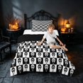 thumbnail image 3 of Homewish Ghost Face Checkered Twin Comforter Sets, Halloween Spooky Grid Bedding Set, Black White, Black Reversible, 2 Pieces 1 Comforter and 1 Pillowcase, 3 of 5