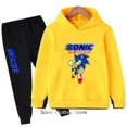 thumbnail image 3 of Conjunto de ropa informal para niños y niñas con capucha de Sonic, 2 piezas, primavera y otoño, chándal con capucha y pantalones de dibujos animados para niñas, 3 of 5