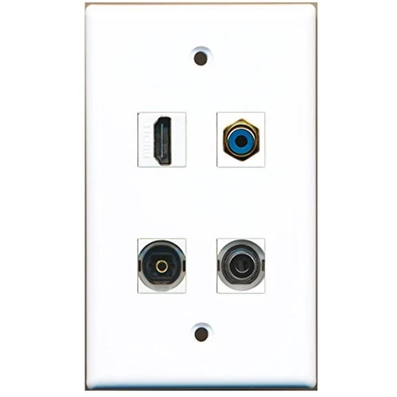 RiteAV - 1 Port HDMI 1 Port RCA Blue 1 Port Toslink 1 Port 3.5mm Wall Plate