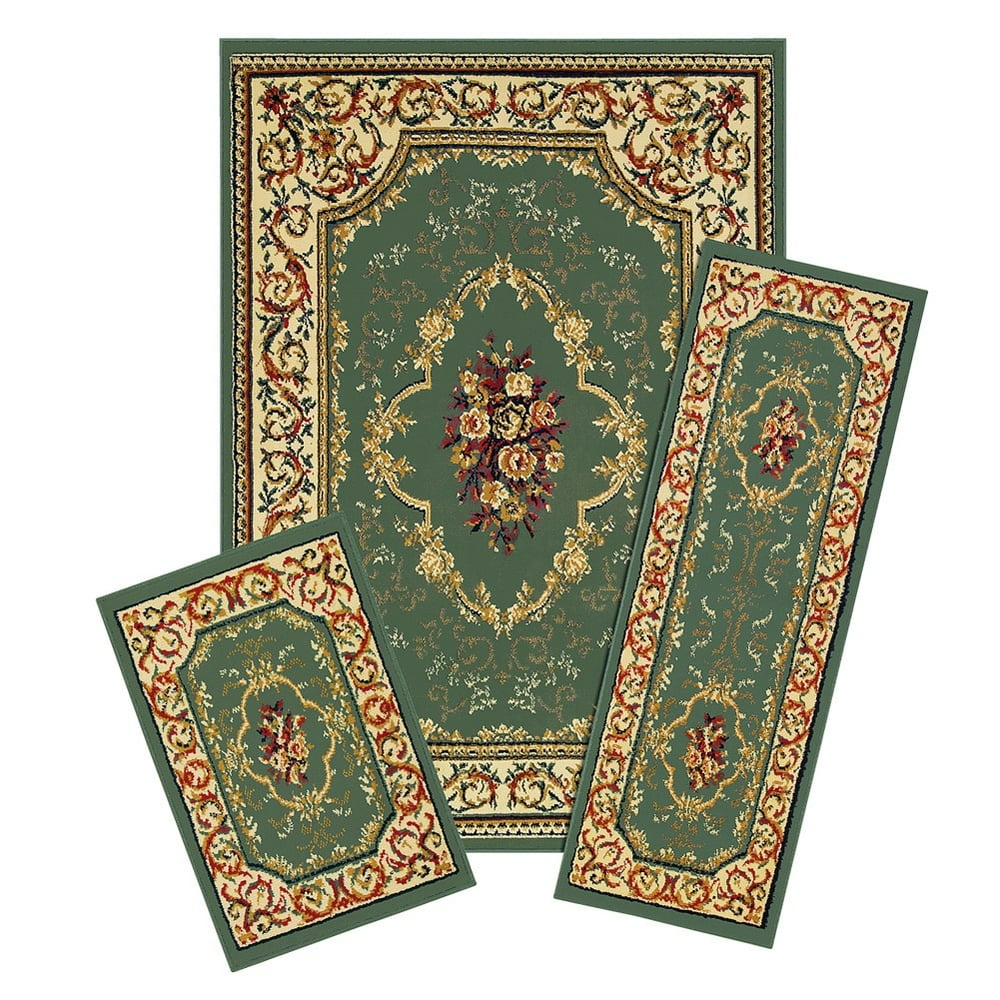 Victorian Rose Garden Traditional Rugs Set of 3