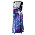 thumbnail image 4 of Usmixi Summer Dresses for Women Beach Fashion High Waist Pleated Swing Tunic Tank Mini Sun Dresses Sleeveless Round Neck Butterfly Print Short 2023 Casual Dress Blue xl Clearance Under $5, 4 of 6