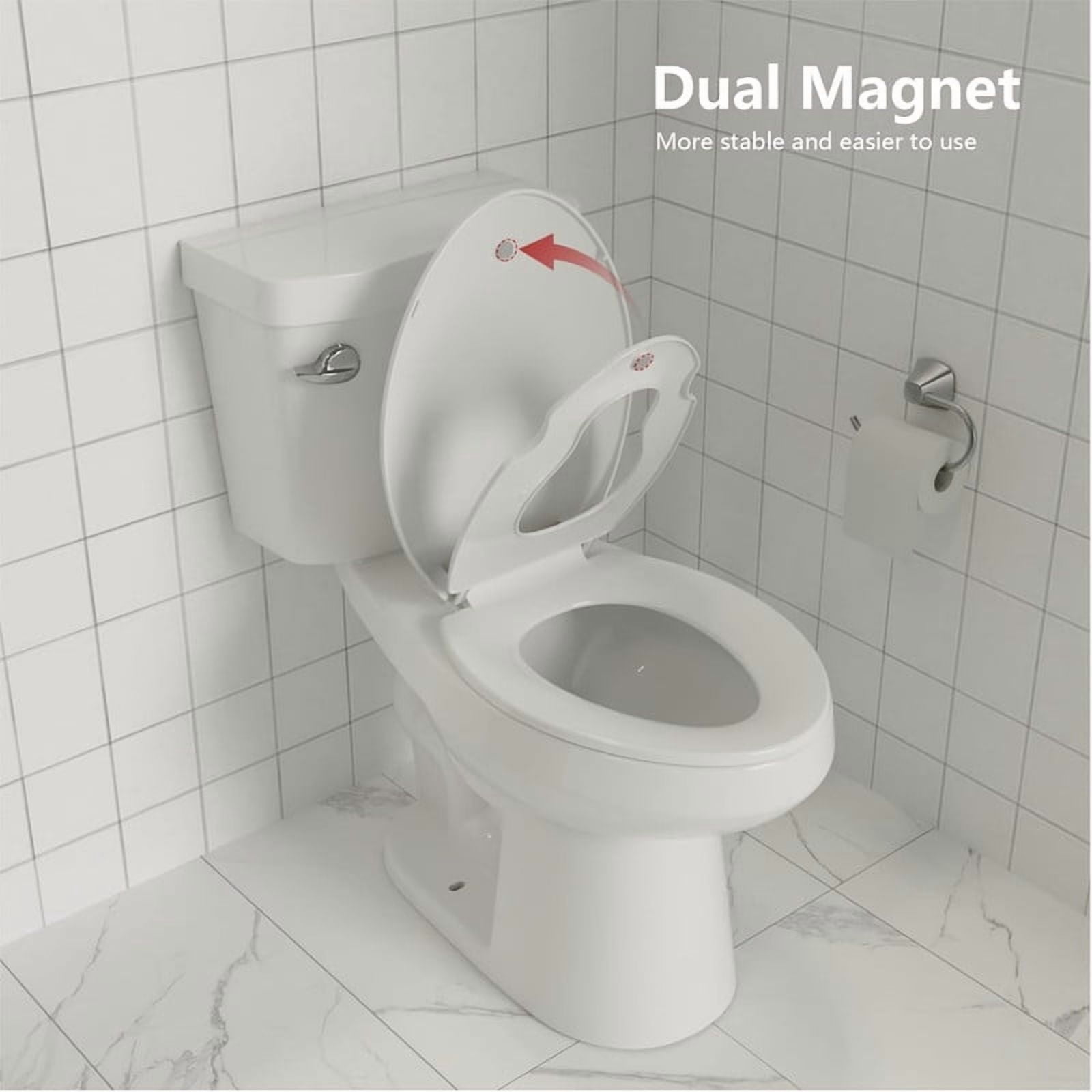 Towallmark Toilet Seat Elongated, Soft Close Heavy Duty Toilet Lid With Toddler Seat, Universal Fit Easy Installation, Replacement Toilet Seat With Slow Close