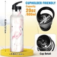 thumbnail image 2 of Kids Insulated Stainless Steel Sports Water Bottle 600ml (20oz) Pink Flamingos, 2 of 6