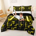 thumbnail image 3 of Homewish Neon Gaming Controller Full Size Comforter Sets,Futuristic Cubes Bedding Comforter Set,Black Yellow,Black Reversible,3pcs,1 Comforter and 2 Pillowcases, 3 of 7