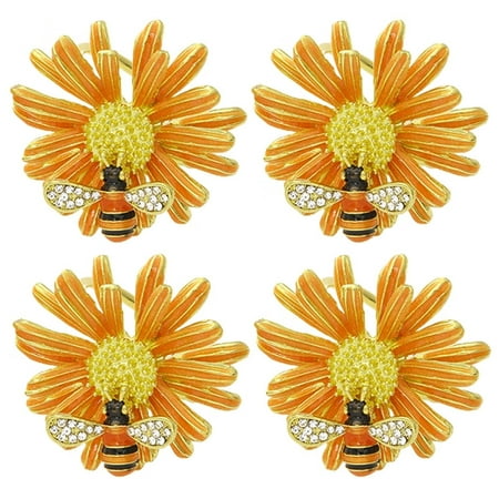 

SHANGFAJ Napkin Ring 4Pcs Napkin Ring Flower Pattern Tear-resistant Alloy Delicate Design Serviette Buckle for Bar