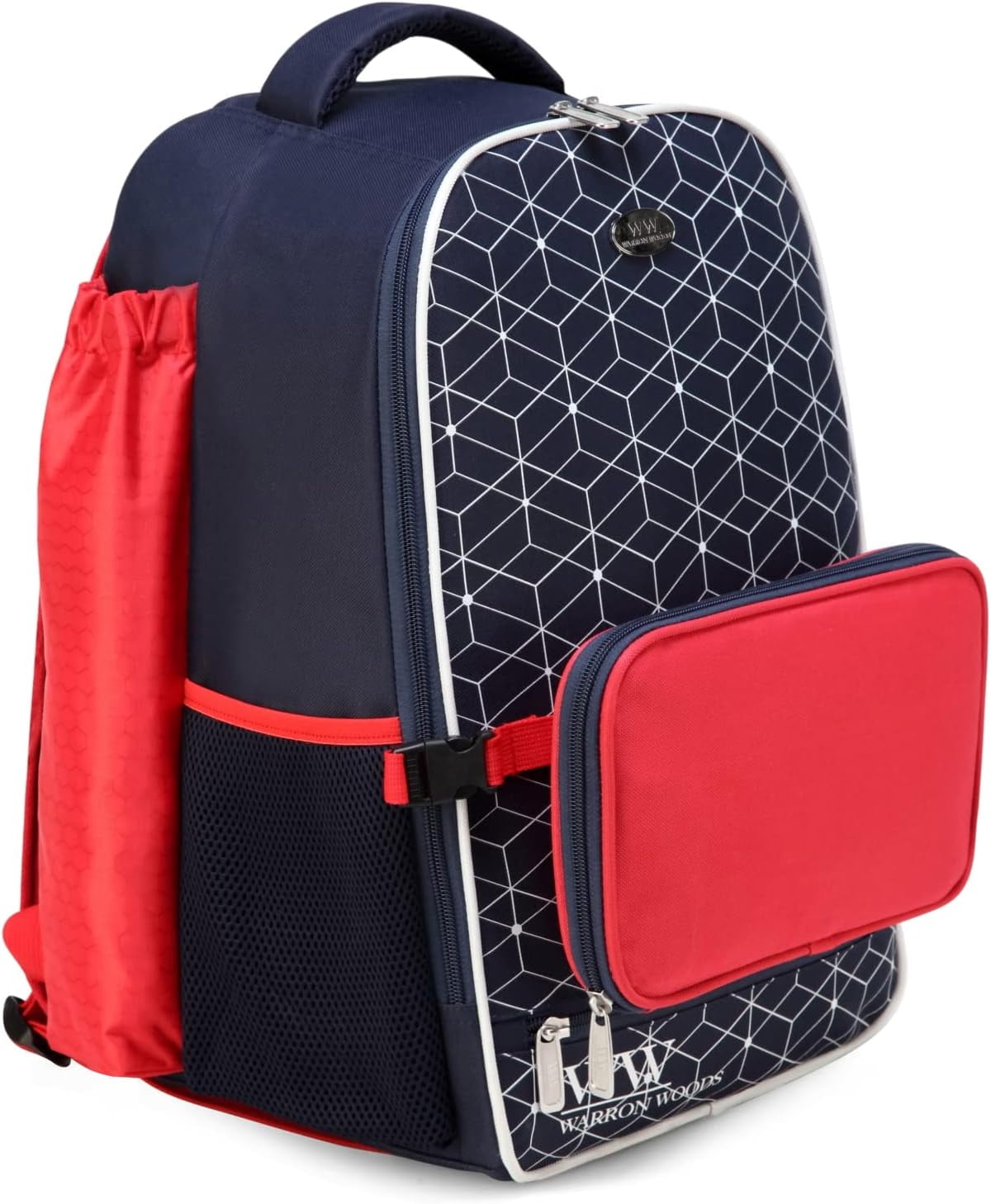 WW WARRON WOODS Pro Series Softball Baseball Backpack Navy/Passion Red with pocket