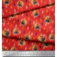 thumbnail image 2 of Soimoi Modal Satin Fabric Feather & Bird Cartoon Printed Fabric 1 Yard 42 Inch Wide, 2 of 3