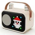 thumbnail image 1 of JYX Karaoke Machine, Home Karaoke System with 15 Animated Dispaly Modes, Mini Portable Speaker with 2 Microphones, Beige, 1 of 11