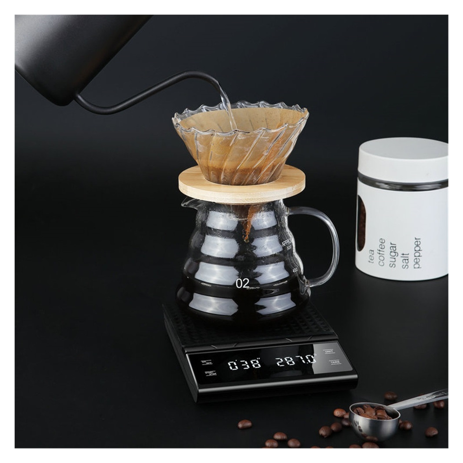Coffee Scale, Timer Function, Digital Display, Maximum Weighing 3kg, Accuracy 0.1g Food Kitchen Scale Gram Weight Small Balance ,Smart Design