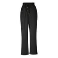 thumbnail image 4 of Wide Leg Pants for Women Trendy Tie High Waisted Straight Leg Long Pants Casual Comfy Lounge Trousers Black, 4 of 6