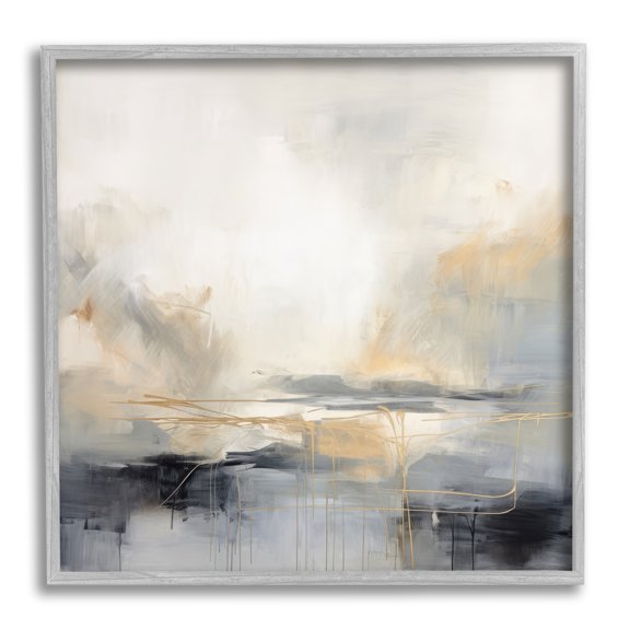Stupell Industries Grey & Glam Landscape Abstract Painting Gray Framed Art Print Wall Art, 24 x 24
