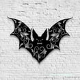 thumbnail image 4 of Craftnamesign Floral Bat Metal Wall Art LED Light, Halloween Bat Sign, Bat Wall Decor, 4 of 5