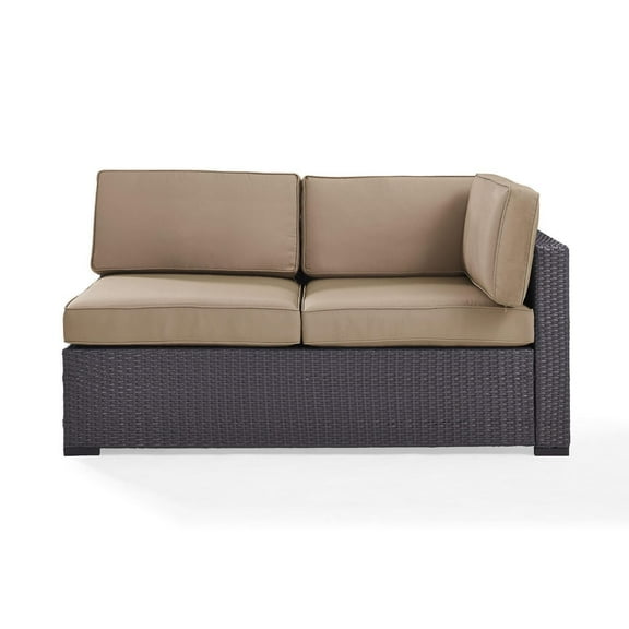 Outdoor Loveseat - Single-Arm Patio Sofa - Brown & Mocha Cushions