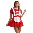 thumbnail image 2 of iiniim Women's French Maid Halloween Cosplay Outfits Shiny Leather Tutu Dress Clubwear Red S, 2 of 7