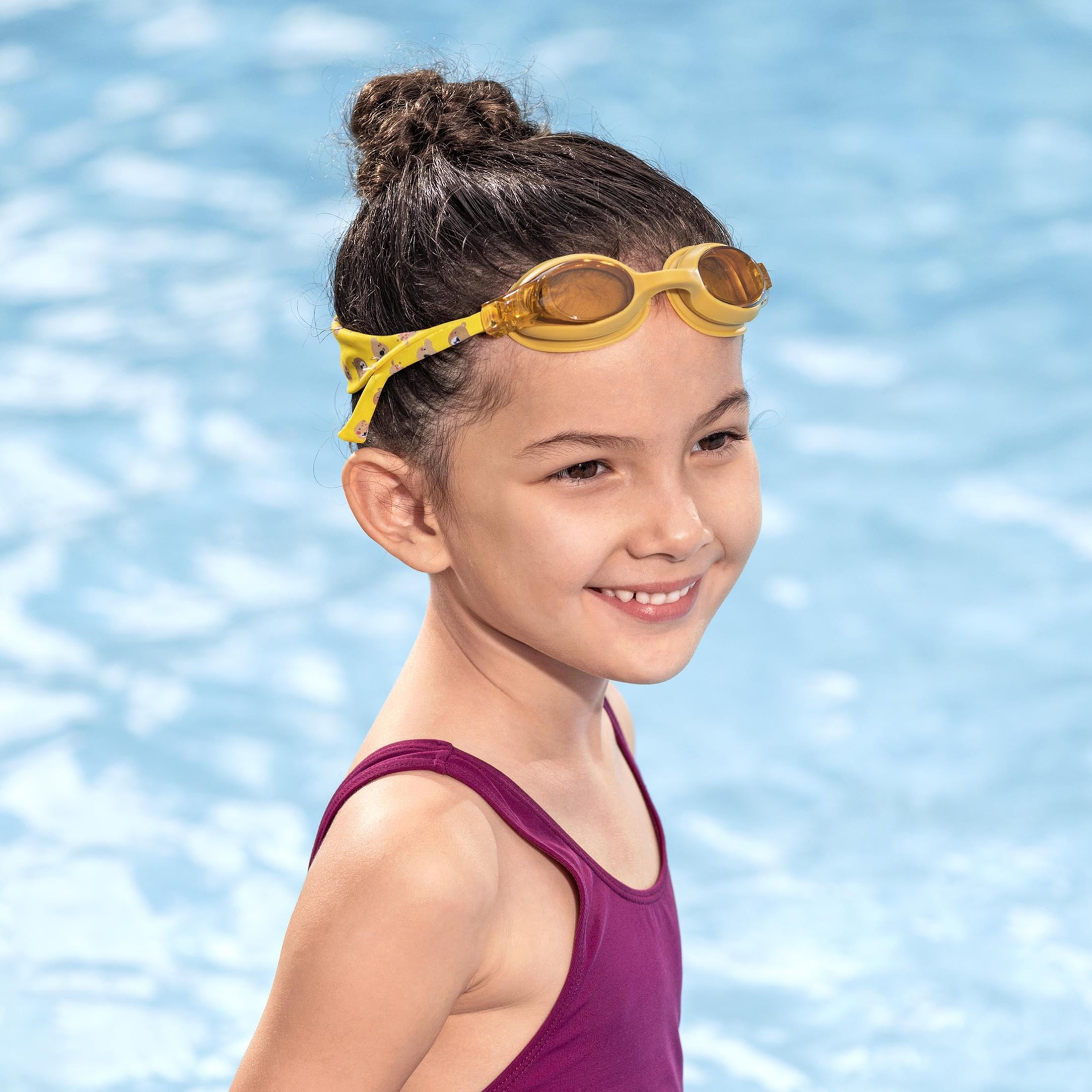 (3 pack) Puddle Jumper Child Fabric Swim Goggles, Yellow, Non-Latex and Non-PVC, Kids Ages 3+