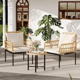 thumbnail image 4 of Emorefun 3 Piece Patio Bistro Sets, Outdoor Rattan Furniture with Detachable Cushions for Backyard, Garden, Poolside, Deck, Beige & Black, 4 of 7