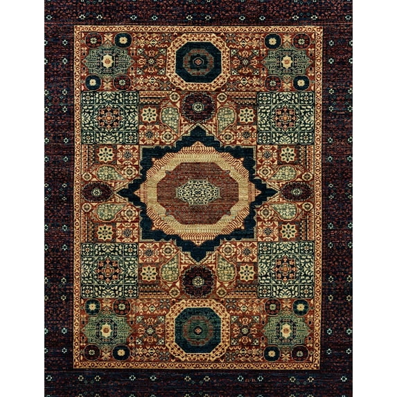 Ahgly Company Indoor Rectangle Abstract Brown Abstract Area Rugs, 8' x 10'