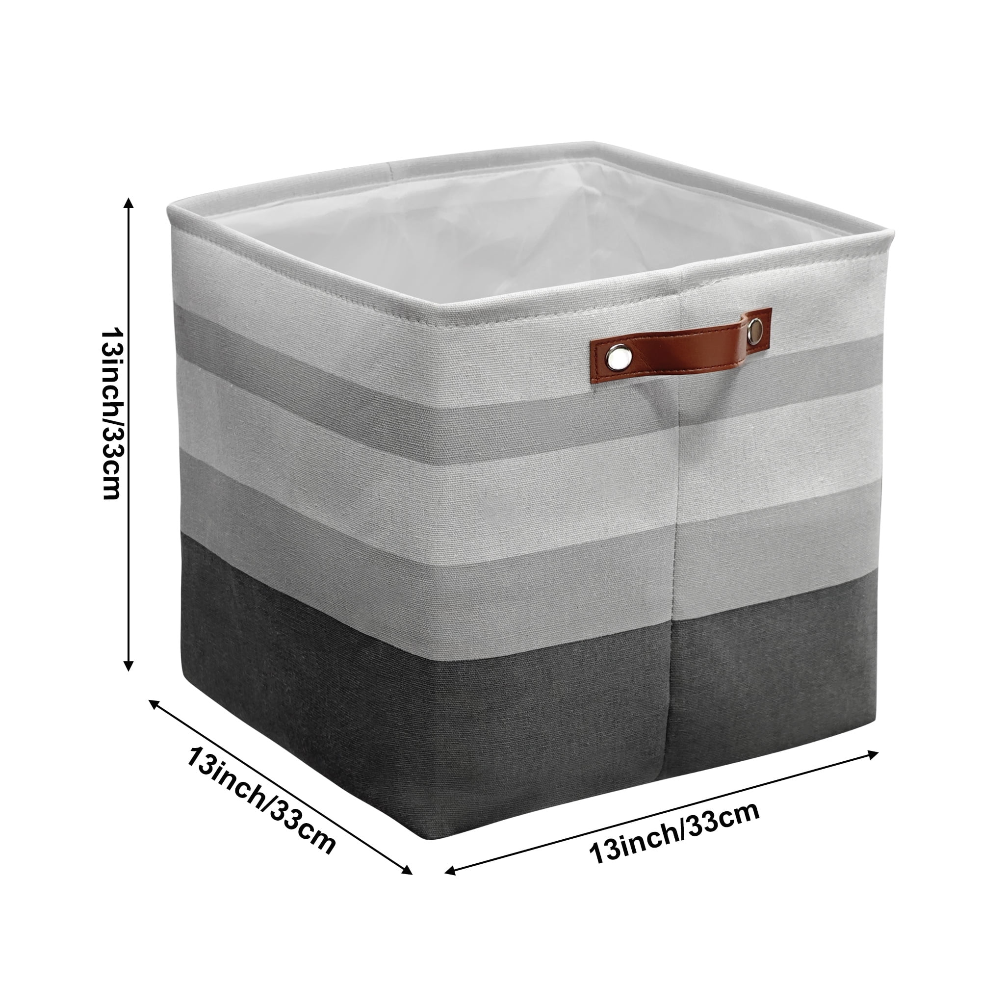 Tegance 13x13 Storage Cubes Baskets 4 Pack Fabric Cube Storage Bins Large Storage Baskets with Leather Handles,Decorative Storage Boxes for Organizing Shelves(Multicolor)