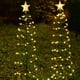 thumbnail image 5 of Lámpara solar de árbol de Navidad 1200 MAH Luz de paisaje de jardín de arte de hierro (luz cálida) 2 piezas, 5 of 8