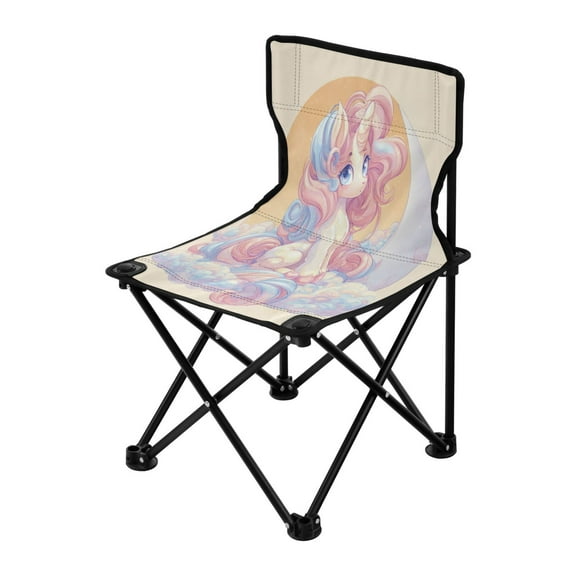 Folding Chair(Maximum weight capacity 220lb)Camping Chair For Camping Picnicking Outdoor Beach and Travel Cute Cartoon Pony