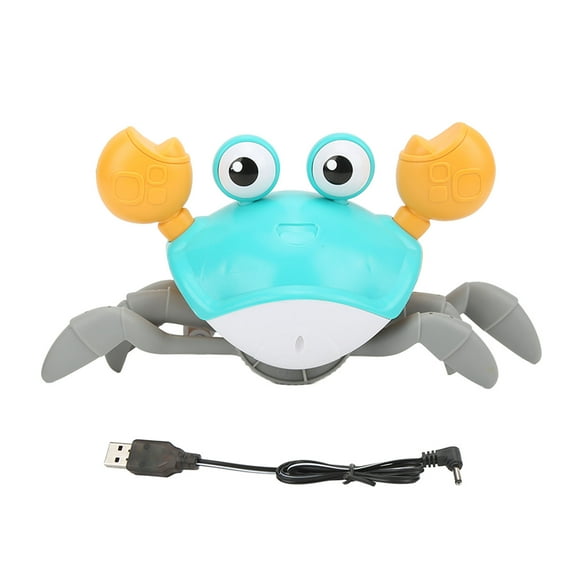 Crab Crawling Toy, USB Rechargeable Interactive 20-30min Uninterrupted Operation Crawling Crab Toy With Music Light For Kids For Birthday Gift Blue