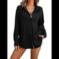 thumbnail image 1 of Camisas de Mujer con Botones, Camisa de Vestir de Larga, Blusa de Trabajo con Cuello Texturizado, Blusas Casuales Elegantes. Negro M, 1 of 9