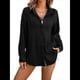 thumbnail image 1 of Camisas de Mujer con Botones, Camisa de Vestir de Larga, Blusa de Trabajo con Cuello Texturizado, Blusas Casuales Elegantes. Negro S, 1 of 9