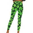 thumbnail image 3 of Womens St Patricks Day Yoga Pants Fashion Print Stretchy Slim Fit Leggings for Casual Lounge Athletic Activities (S, Green), 3 of 6