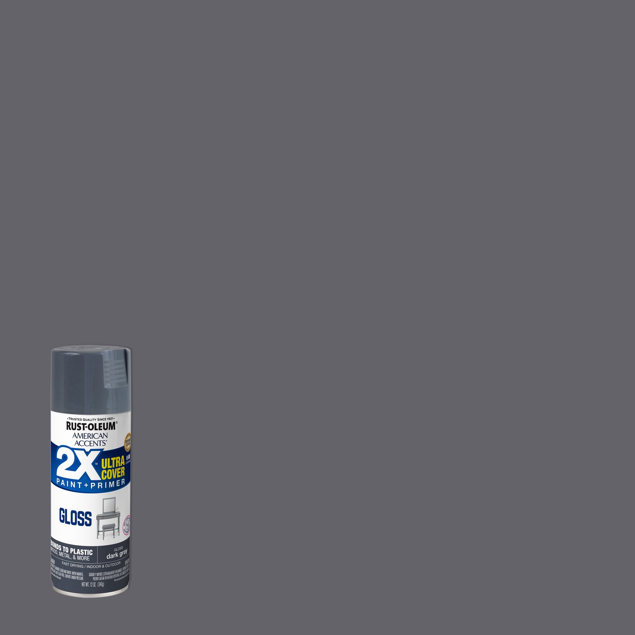 Dark Gray, Rust-Oleum American Accents 2X Ultra Cover Gloss Spray Paint- 12 oz
