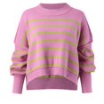 thumbnail image 2 of Gibobby Suéter casual mujer, Suéter de gran tamaño con cuello redondo para mujer, manga larga, abombada, con manga larga(Rosa,G), 2 of 5