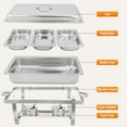 thumbnail image 3 of Chafing Dish Buffet Set 2 Pack, PRIJESSE 9QT Stainless Steel Chafing Dishes 3* 1/3 size food pans for Buffet, Chafers and Buffet Warmers Sets for Parties, Events, Wedding, Camping, Dinner, 3 of 7