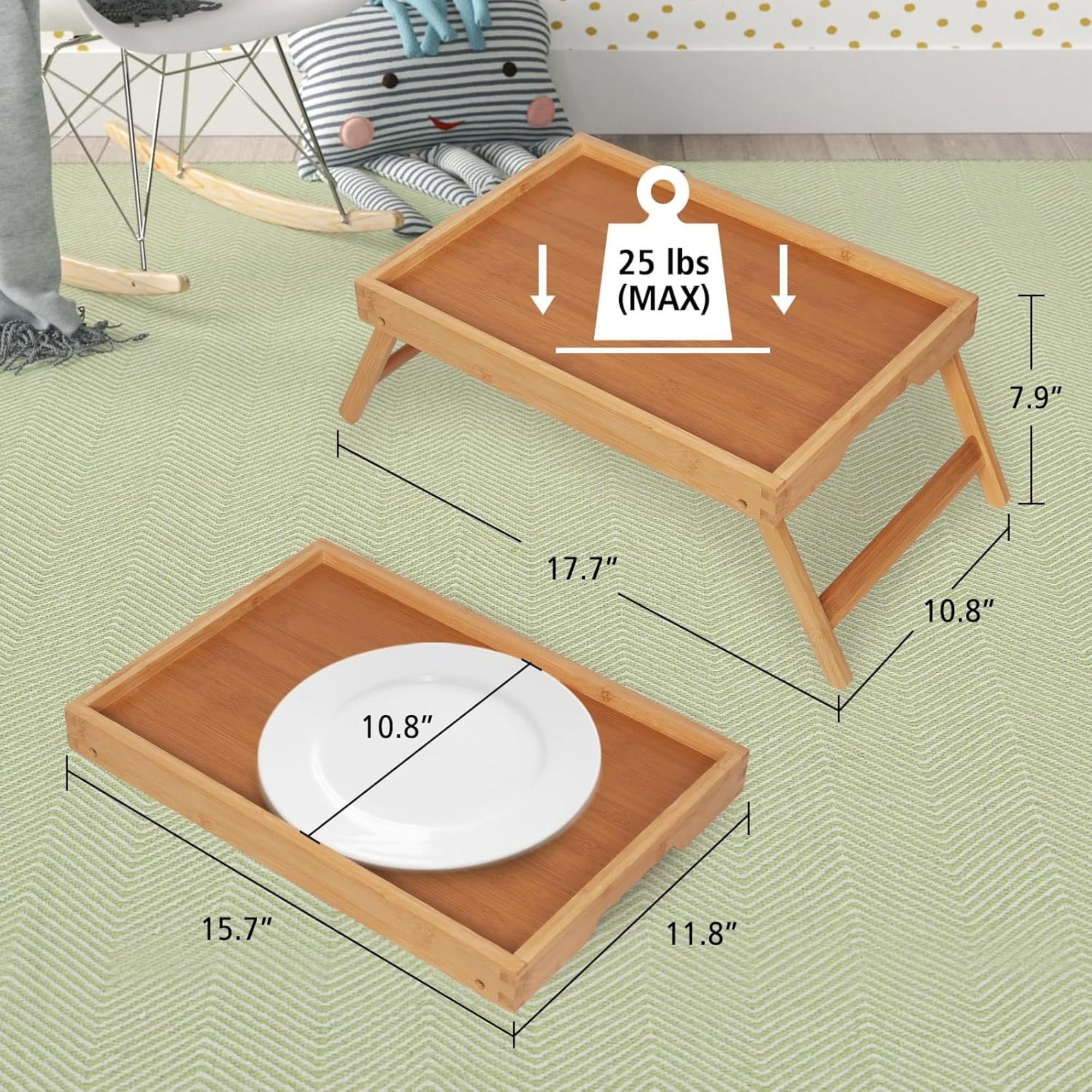 Bed Tray Table with Folding Legs, Bamboo Breakfast in Bed for TV Table, Laptop Computer Tray, Eating, Snack Tray, Breakfast Trays, Bed Trays, Serving Trays