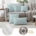 thumbnail image 6 of Boho Turquoise Stripe Outdoor Waterproof Pillow Covers, Abstract Geometric White Minimalist Decorative Rectangle Throw Pillowcase Sofa Cushion Sham for Patio/Couch/Chair, 20"x12" 2 Pack, 6 of 8
