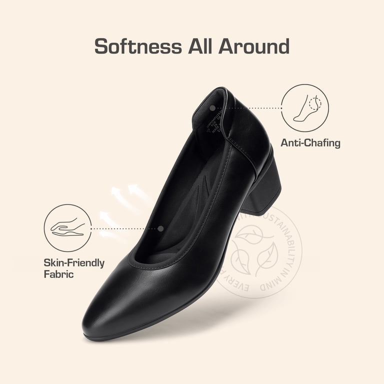 Women's Pumps Black Shoes Almond Toe Dress Shoes Heels Arch Support