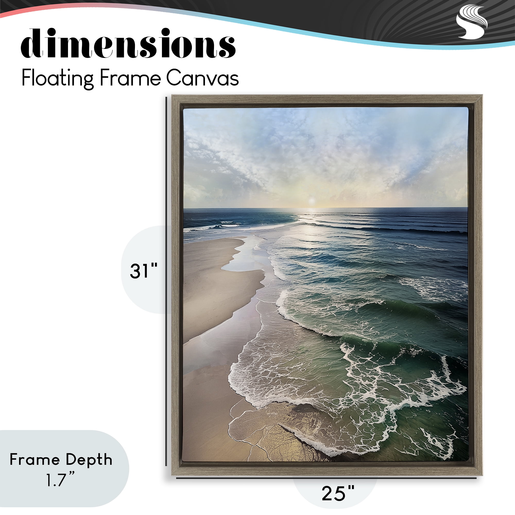 Stupell Industries Tranquil Shoreline with Soft Light Brown Framed Floater Canvas Wall Art, design by Mike Calascibetta