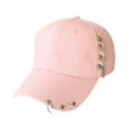 thumbnail image 1 of Guardoinrt Hip Hop Style Baseball Cap With Ring Baseball Decor Breathable Cotton Hat Quick-drying Y2K Chain Pink 1Set, 1 of 6
