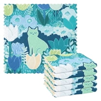Yayeee 6 Pack Kitchen Dishcloths for Washing Dishes Soft Absorbent Microfiber Towels, Vibrant Cat Pattern