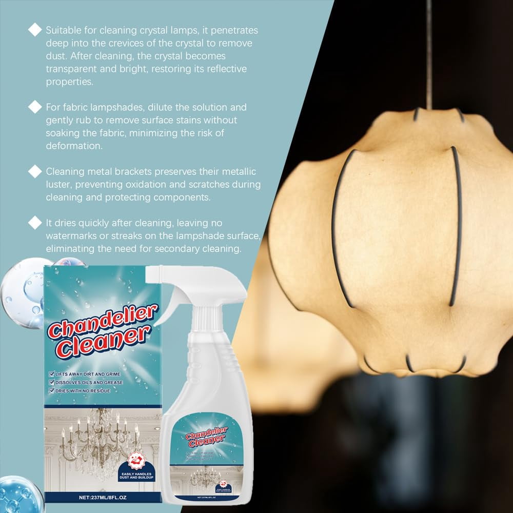 Borikise Chandelier Cleaning & Care Spray, Easy Spray Care Solution for Glass Chandeliers, Restores Shine & Clarity for Ceiling Lights & Fixtures
