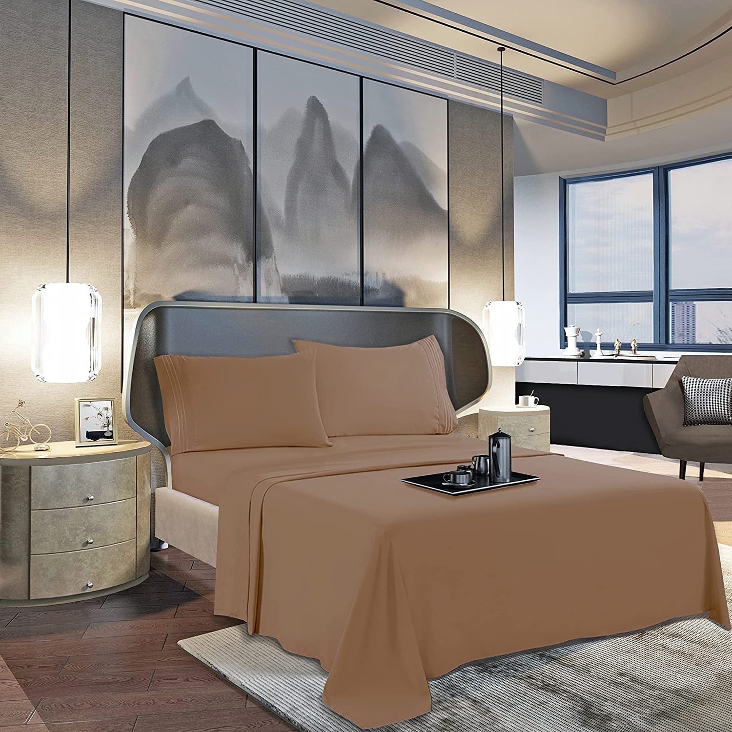 Elegant Comfort 1500 Series Flat Sheet , Soft Top Sheet, 1 Piece Twin/Twin XL, Taupe