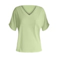 thumbnail image 3 of DHFJKG Women's Basic T Shirts V Neck Short Sleeve Solid Color Tee With Pocket Baggy Streetwear Loose Fit Tunic Summer Casual Daily Wear Stylish Tops, 3 of 3