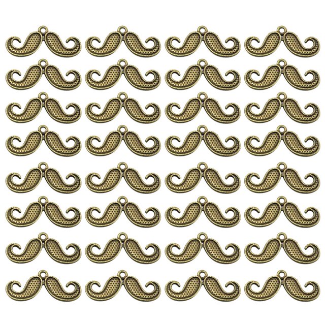 50 colgantes de aleación con forma de bigote, accesorios para hacer joyas, pulseras y ropa (bronce)