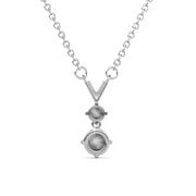 Cate & Chloe Andy 18k White Gold Plated 2-Stone Drop Necklace with Swarovski Crystals for Women