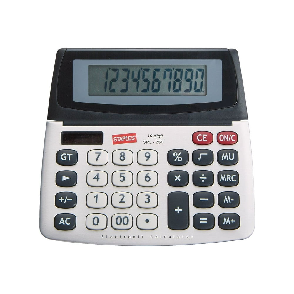 Staples SPL250 Desktop calculator 10 digits solar panel, battery
