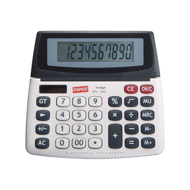 Staples SPL250 Desktop calculator 10 digits solar panel, battery