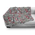 thumbnail image 3 of Retro Soft Flannel Fleece Throw Blanket, Colorful Boho Flowers Pattern Swirl Leaves Modern Floral Composition, Cozy Plush for Indoor and Outdoor Use, 50" x 70", Grey and Hot Pink, by Ambesonne, 3 of 6