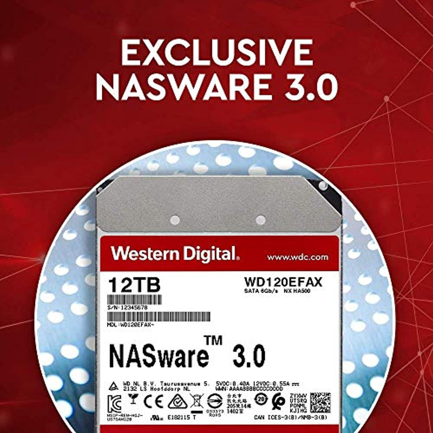 WD Red 10TB NAS Internal Hard Drive - 5400 RPM Class, SATA 6 Gb/s, CMR, 256 MB Cache, 3.5" - WD101EFAX