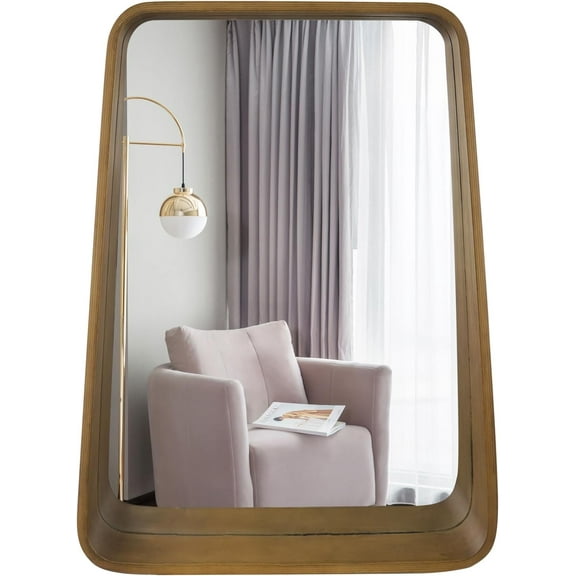 WallBeyond Wall Mirror with Shelf, Wood Frame Mirror for Wall Decorative Hanging Wall Mirror for Bathroom Bedroom Entryway Living Room, 24 × 18 Inch